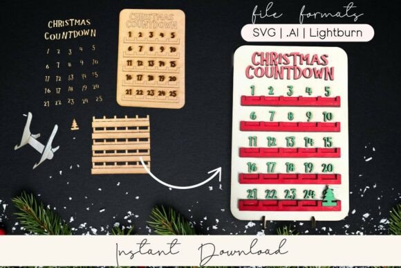Download Laser Cut Christmas Countdown Sign SVG - Premium Resources