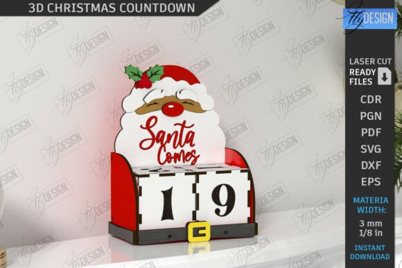 Download 3D Christmas Countdown Laser Cut | CNC - Premium Resources