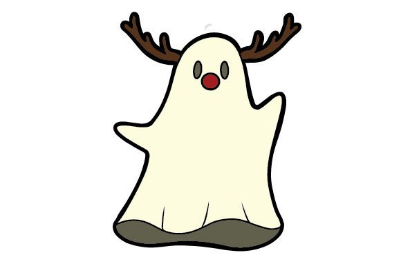 Download Retro Cartoon Christmas Ghost, with Reindeer Antlers & Red Nose - Reindeer antlers Collection