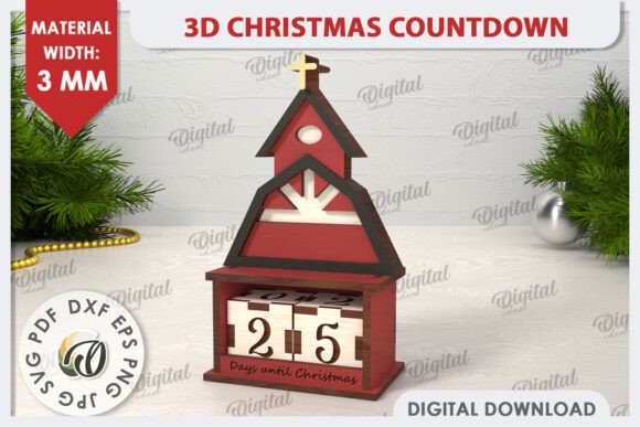 Download 3D Christmas Countdown Laser Cut Design - Premium Bundle